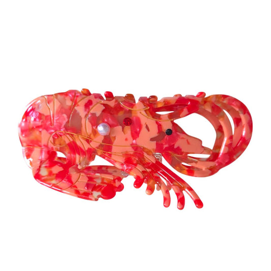 Novelty Shrimp Hair Clips,Cute Acetate Hair Clip,Big Claw Clips for Women,Red