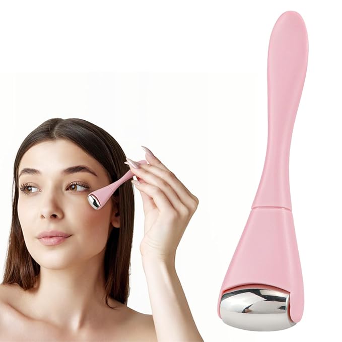 Eye Roller Face Roller Mini Ice Roller Facial Massage Roller Eye Cream Applicator Handheld Metal Eye Roller Skin Care Tool for Relief Facial Puffiness