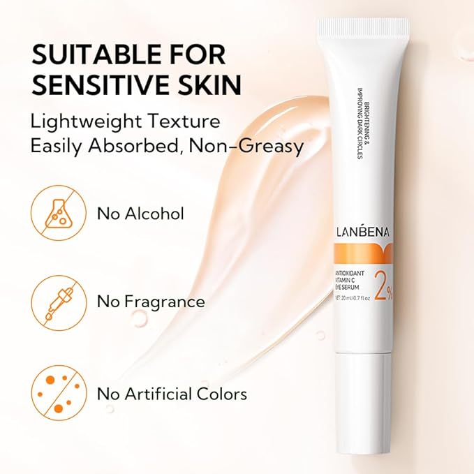 LANBENA Eye Cream for Wrinkles,Anti-Aging Eye Cream with Vitamin C,Reduce Fine Lines,Firm Eye Skin,Puffy Eyes and Dark Circles Treatments