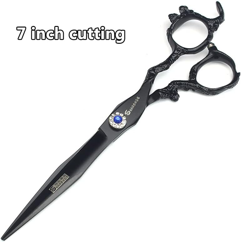 6+7 inch hair stylist barber scissors black plate dragon 440C hairdressing cutting scissors+thinning scissors (5PC)
