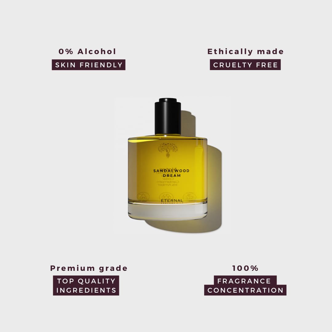 Eternal perfume oils – Sandalwood Dream inspired by Santal 33 | Long Lasting Perfume Oil for Women – 50ml with Bonus 30ml Sandalwood Dream (Pack of 2)