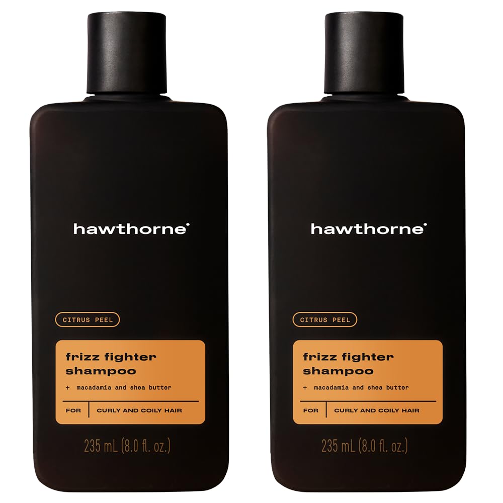 Hawthorne Frizz Fighter Shampoo. Mens Curly Hair Shampoo with Shea Butter and Coconut Oil to Hydrate Hair and Tame Frizz. Sulfate Free, Paraben Free, Mens All Natural Shampoo. 8 Fl. Oz. 2-Pack.
