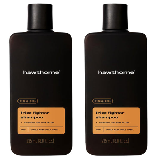 Hawthorne Frizz Fighter Shampoo. Mens Curly Hair Shampoo with Shea Butter and Coconut Oil to Hydrate Hair and Tame Frizz. Sulfate Free, Paraben Free, Mens All Natural Shampoo. 8 Fl. Oz. 2-Pack.