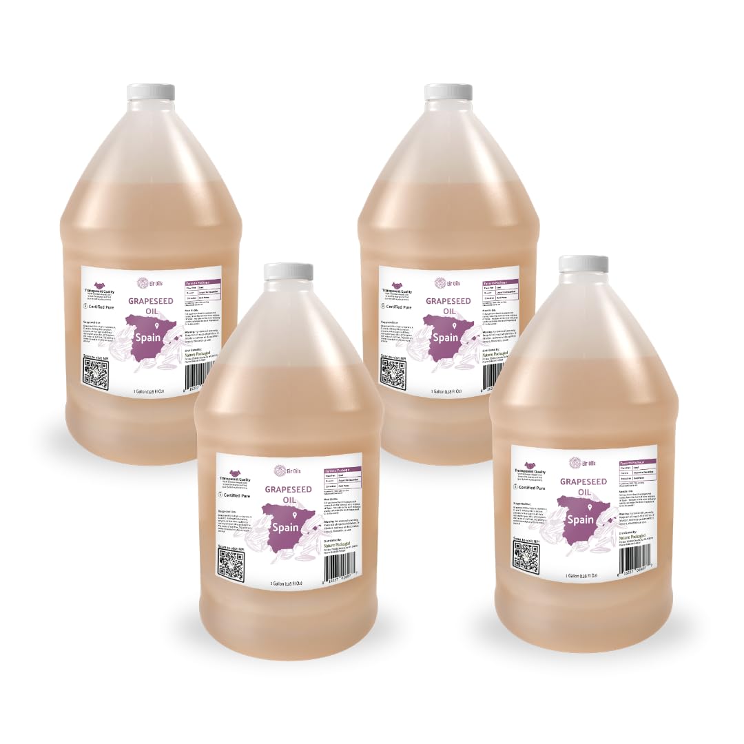 Grapeseed Oil - Pure Grapeseed oil for Skin - 100% Pure Carrier Oil for Hair, Face, and Skin - Direct from EIR Oils in the Beautiful Spanish Countryside (4 Gallons)