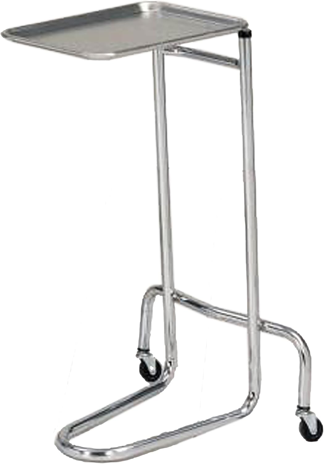 MediChoice Mayo Portable Adjustable Tray Steel Premium Instrument Stand Medical Dental Salon Tattoo Esthetician Mobile Service Cart Table Station Height 34-54 Inch MAYO1201