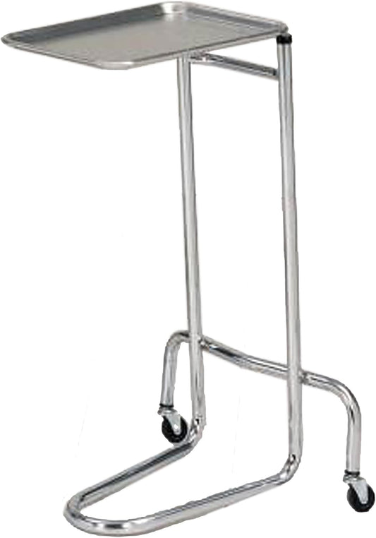 MediChoice Mayo Portable Adjustable Tray Steel Premium Instrument Stand Medical Dental Salon Tattoo Esthetician Mobile Service Cart Table Station Height 34-54 Inch MAYO1201