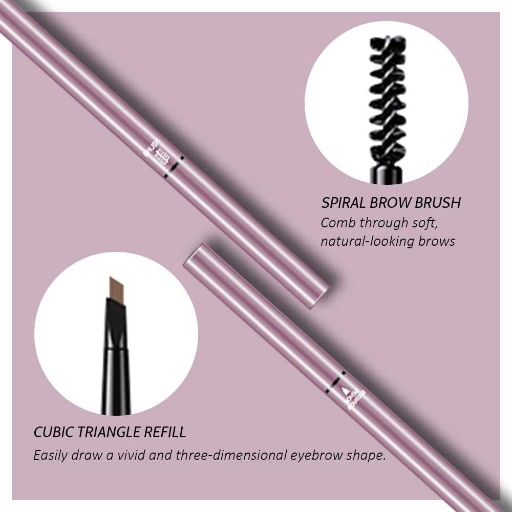 6 Pcs Dark Brown Eyebrow Pencils for Women,with Spoolie Brush,Eyebrow Pencil Soft Textured,Waterproof Sweat-proof for Fills in Sparse Areas and Gaps Create a Natural Eye Brow,Vegan & Cruelty-Free