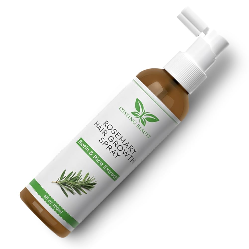 Rosemary and Rice Hair Growth Spray - With Biotin, Castor, Peppermint, Tea Tree Oil & More - For Thicker, Fuller Hair by Existing Beauty 4oz