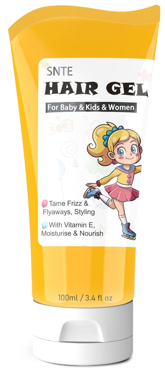 Samnyte Hair Gel for Kids, Baby Hair Gel Fly Away Hair Tamer, Styling Gel - Vitamin E Moisturize and Nourish, Flexible Hold Designed for Boys & Girls 3.4 Fl Oz