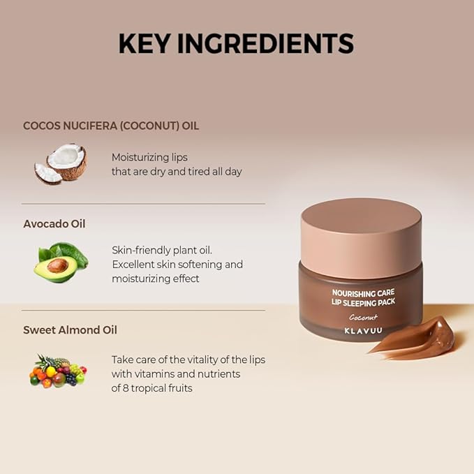 Klavuu Lip Mask Set (2PCS) – Overnight Deep Hydrating Korean Lip Balm Treatment for Very Dry, Chapped Lips | Lip Lightening & Plumping with Instant Hydration | Gentle Exfoliating (Berry & Coconut)