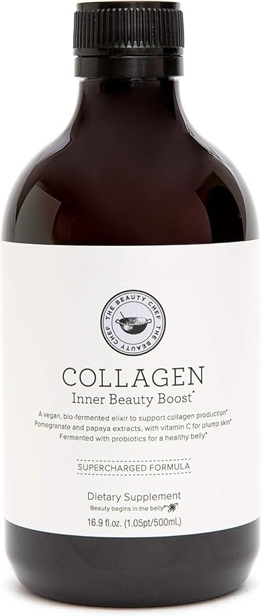 The Beauty Chef Collagen Inner Beauty Boost – Liquid Collagen Supplement, Vitamin C for Skin Firmness & Gut Health, Bio-Fermented, Vegan-Friendly, Wild Berry Flavour, 16.9 fl. oz / 500ml