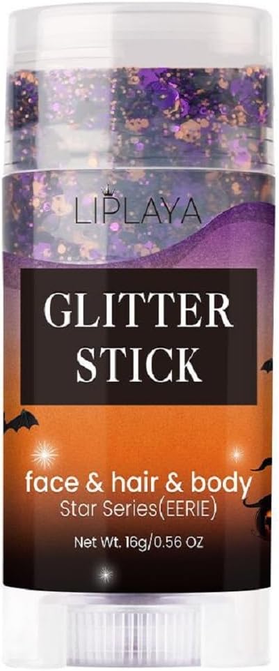 Face and Body Glitter Stick,Holographic Sequins Sparkling Neon Accessories Makeup Outfit Party Paint Hair and Body Glitter Gel Makeup.(Black &Orange &Purple)