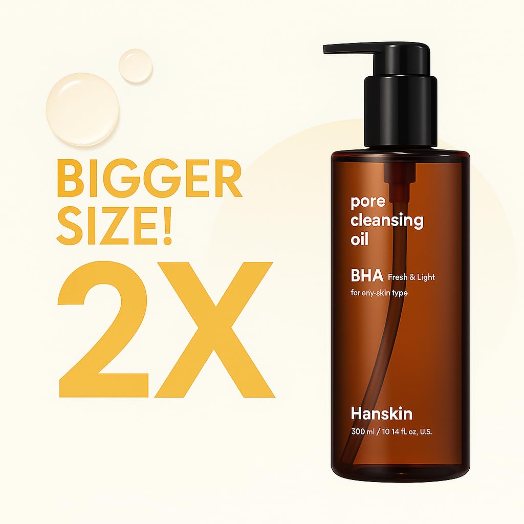 Hanskin BHA Pore Cleansing Oil, Gentle Blackhead Cleanser and Makeup Remover for Combination and Oily Skin, Korean Skincare [BHA/10.14 oz]