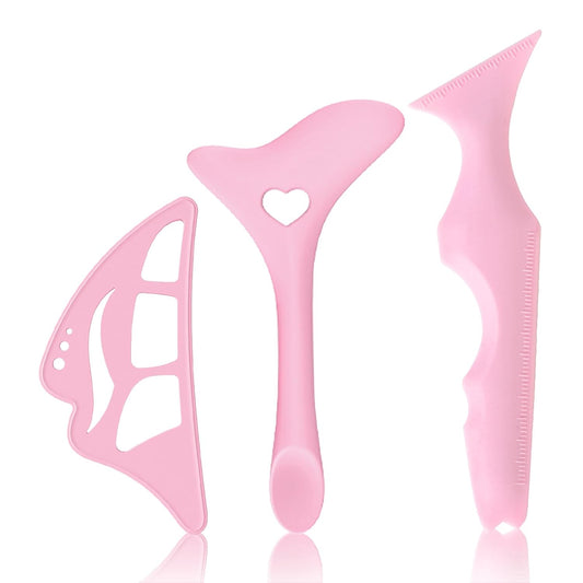 DAGEDA 3Pcs Eyeliner Stencils Set, Suitable for Eyetour Eyeshadow, Eyeliner,Mascara Shield,Reusable Silicone Eyebrow Stencils Eye Liner Tool Multi-functional Makeup Tool for Women