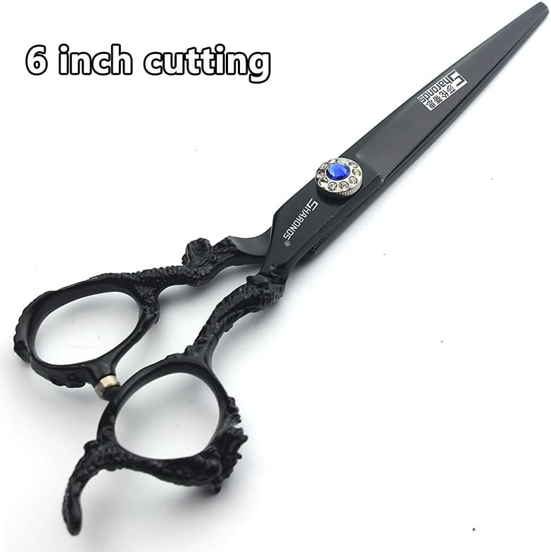 6+7 inch hair stylist barber scissors black plate dragon 440C hairdressing cutting scissors+thinning scissors (5PC)