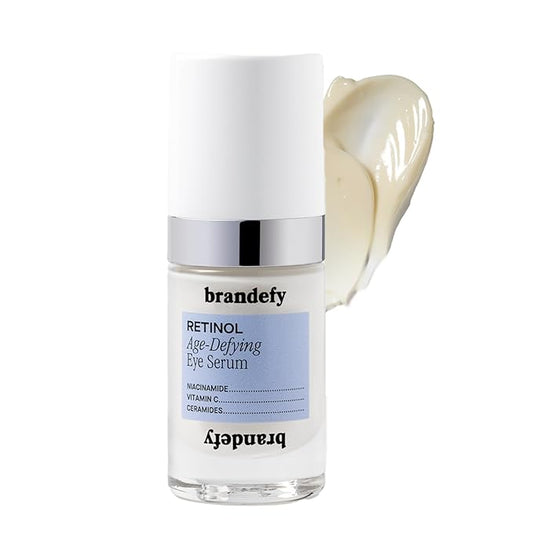 Brandefy Retinol + Niacinamide Anti-Aging Eye Serum - Under Eye Cream for Dark Circles and Wrinkles - Peptide, Caffeine, Vitamin C E Eye Cream - Made in The USA (O.5 Oz)