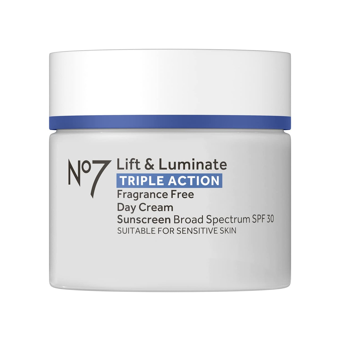 No7 Lift & Luminate Triple Action Face Cream - Fragrance Free Face Moisturizer with SPF 30 - Formulated with Anti Aging Collagen Peptides & Brightening Complex (1.69 Oz)