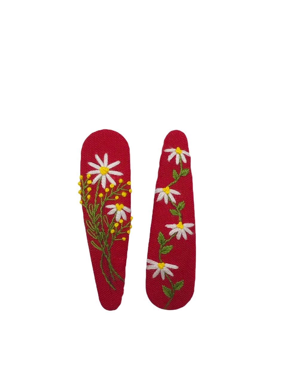 ETA Set of 2 Cute Handmade Embroidery Hair clips, Vintage Embroidered Flower Floral Gift Daughter, Teenager, Woman, Girlfriend, Wife, Unique Accessory, Red, HC14
