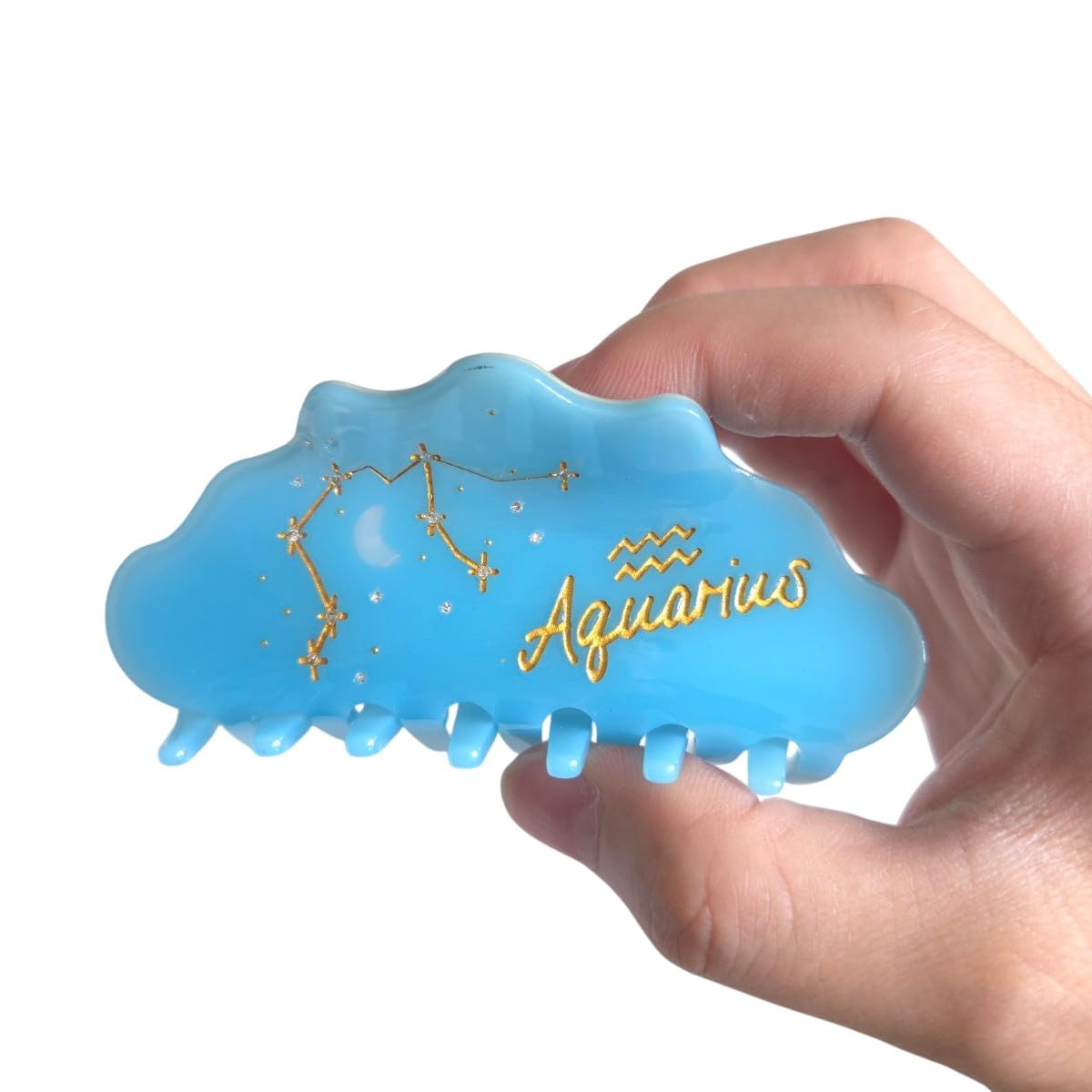Fantasy Aquarius Sign Hair Clips,Novelty Acetate Claw Clip,Zodiac Hair Clips for Women,Blue