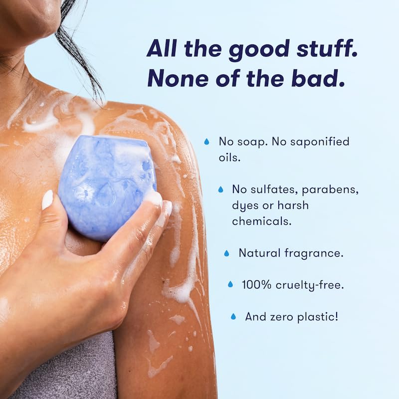 HIBAR - Hydrate Solid Body Wash Bar - Moisturize & Quench - Snow mushroom and hyaluronic acid - Daily Use & Sensitive Skin - Plastic, Paraben & Soap-Free - Vegan - Vanilla + Blue Orchid