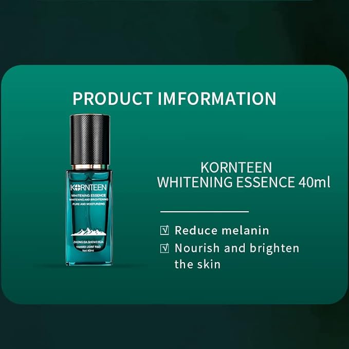 Switzerland KORNTEEN Brightening Essence Serum 40ml/1.41fl.oz, for Dark Spot, Brighten Skin, Reduce Melanin, Nourish, Moisturizes, with Gentiana Scabra Root Extract, 3-O-Ethylascorbic Acid