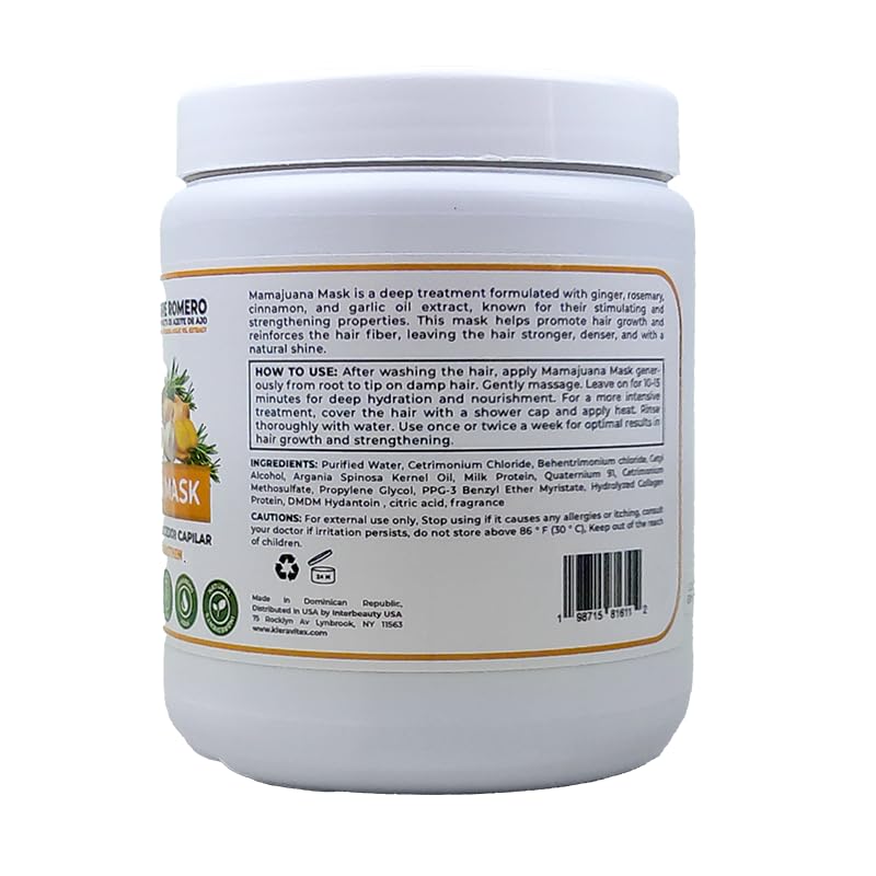 Mamajuana Hair Mask - Deep Treatment with Ginger, Rosemary, Cinnamon & Garlic Oil Extract - Hair Mask for Dry Damaged Hair and Growth, Paraben & Sulfate Free Hair Treatment (36 OZ)