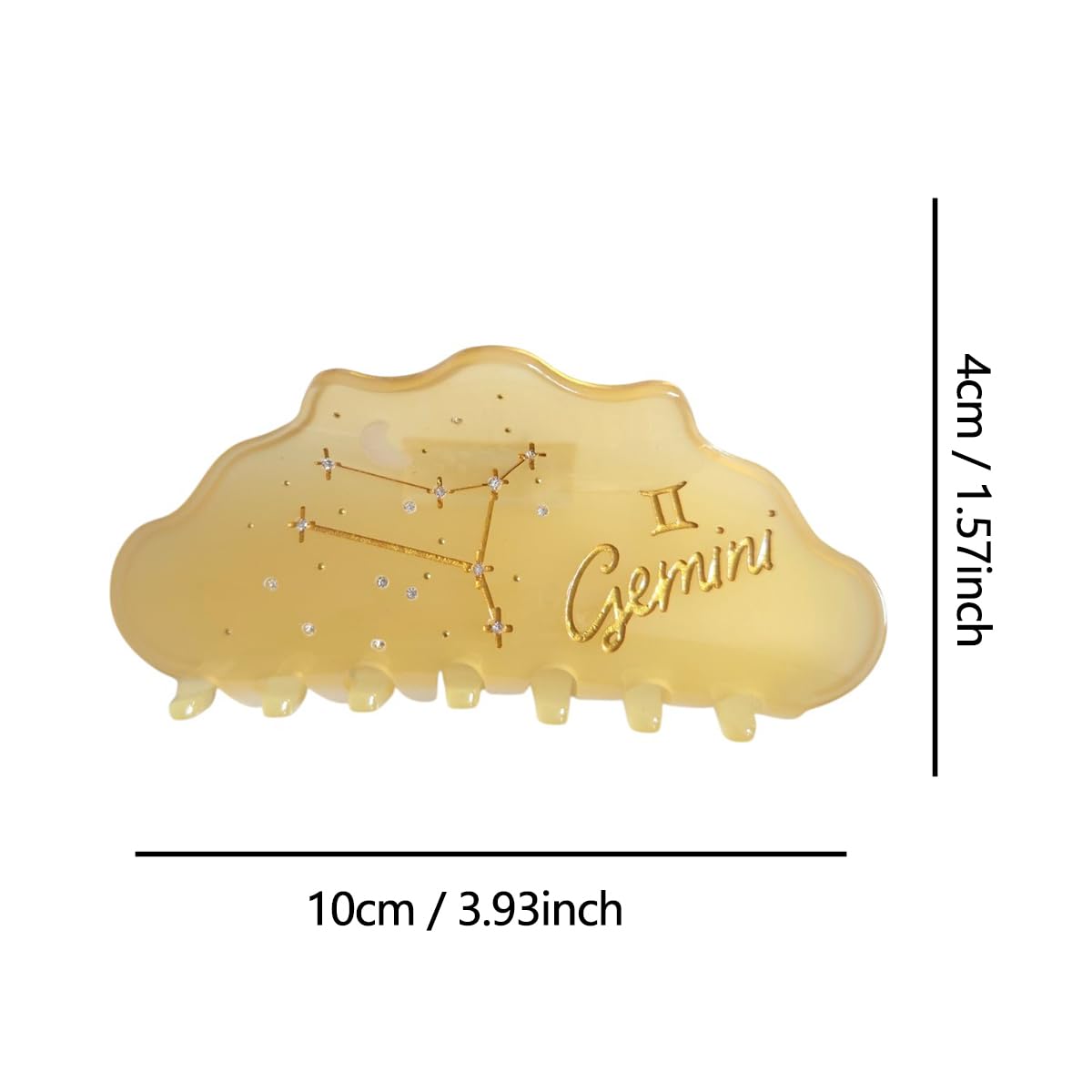 Fantasy Gemini Sign Hair Clips,Novelty Acetate Claw Clip,Zodiac Hair Clips for Women,Yellow