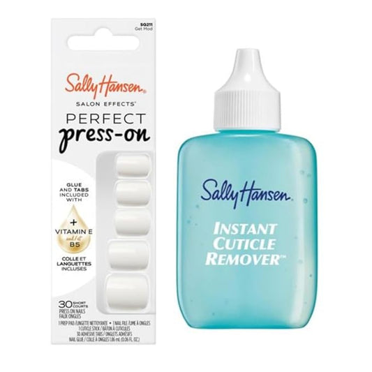 Sally Hansen Instant Cuticle Remover & Salon Effects Perfect Press-On Nails, Get Mod Design, 30 Options