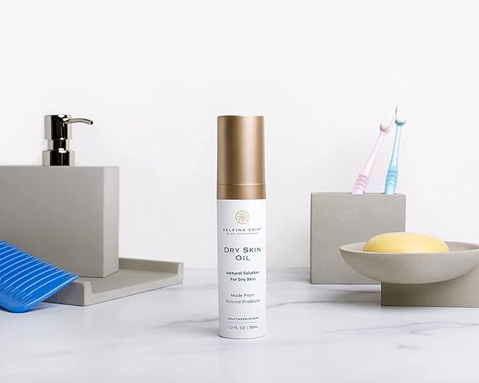 Delfina Dry Skin Oil - Eczema Psoriasis Treatment for Skin | Fast Absorbing and More Effective than Lotion for Extremely Dry Cracked Irritated Skin | Safe for All Ages