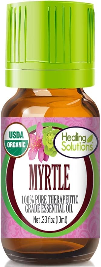 Healing Solutions Organic Myrtle Essential Oil, Pure & Undiluted, 10ml (0.33 oz), Therapeutic Grade - for Hair Diffuser, Aromatherapy & Skin