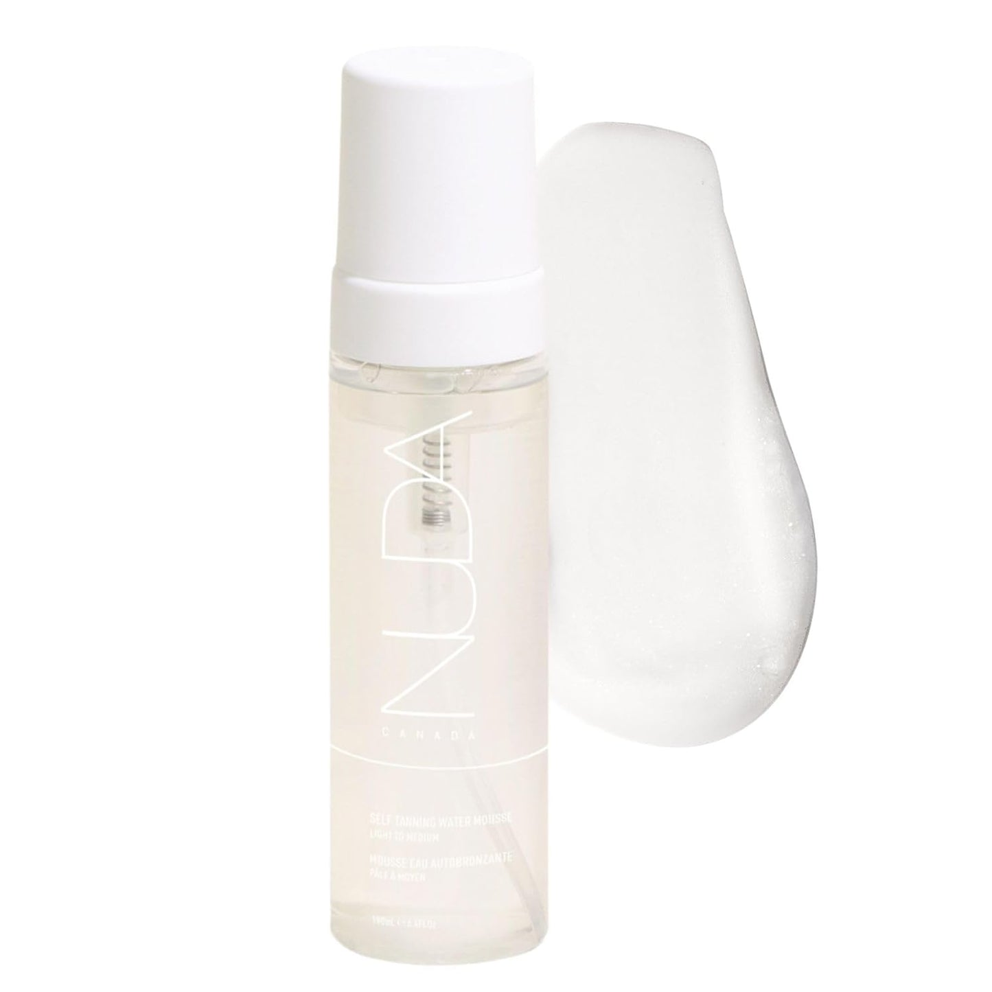 Nuda Cloudfoam Self Tanning Water Mousse, Fast Drying, Streak Free Self Tanner, Water Based Formula, Transfer Free, Hydrating Self Tanner, Fragrance Free, Organic, Vegan, Medium to Dark, 6.4 Oz