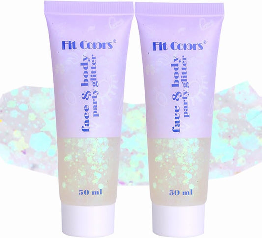 2PCS White Body Face Glitter Gel, Singer Concerts Music Festival Rave Accessories, Mermaid Liquid Holographic Chunky Glitter, Sparkling Lip Eye Nails Hair Body Glitter Makeup