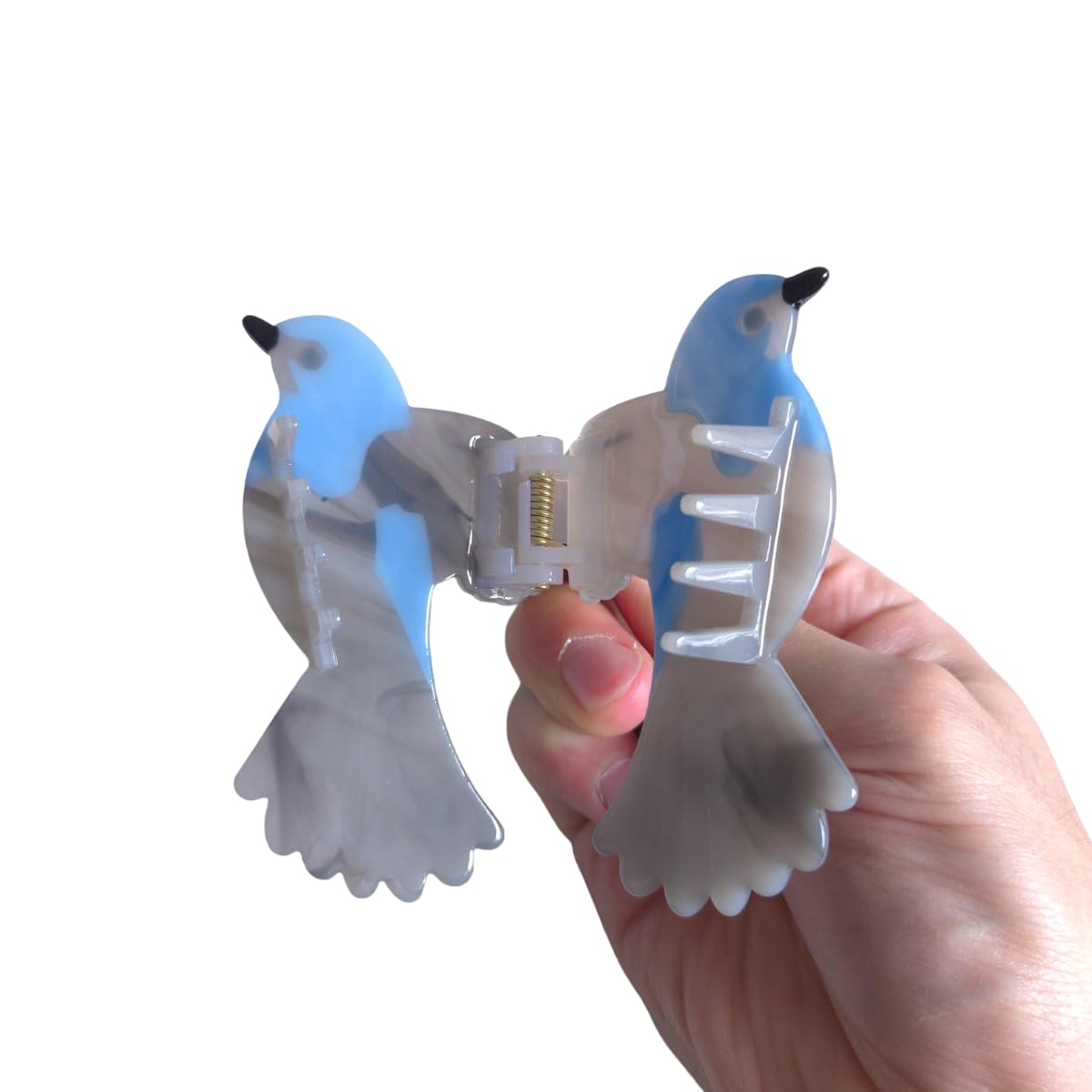 Cute Grey Hummingbird Hair Clip,Acetate Hair Clip,Big Claw Clip for Women,Funny Hair Claw Clip