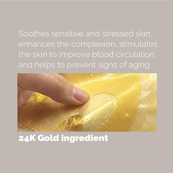 24K Gold Snail EGF & Placenta Hydrogel Mask Sheet (Pack of 5) - Deep Hydration, Skin Elasticity, and Firmness