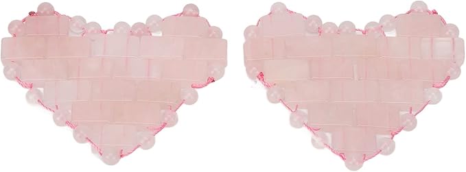 2Pcs Rose Quartz Eye Mask, Jadestone Eye Patch Reduce Facial Edema Relieve Eye Strain Heart Shaped Stone Eye Pad for Massage Facial Cooling Mask