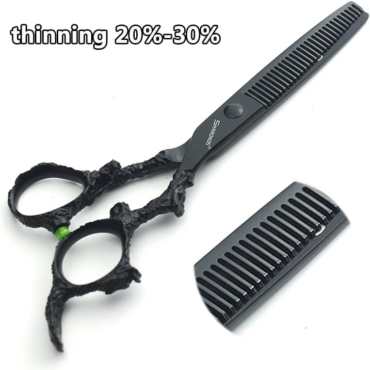 6 inch hair stylist barber scissors black plate dragon 440C hairdressing cutting scissors+thinning scissors (6 inch thinning)