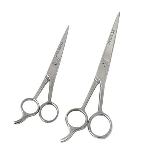 PC 2 PIECES OF 4.5" 6.5" HAIR CUTTING SCISSORS/BARBER SHEARS - ICE TEMPERED - STAINLESS STEEL