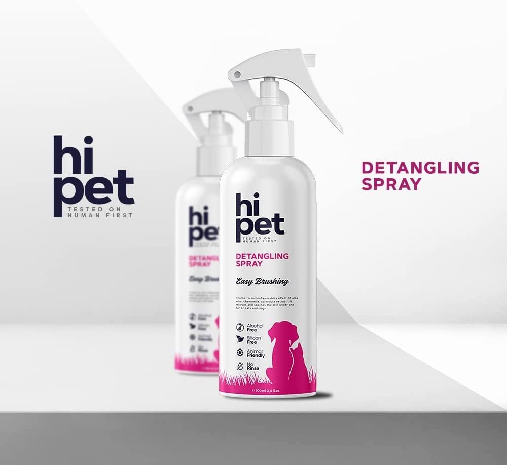 Hi Pet Doodle Detangler Spray for Dogs and Cats, Healthy and Shiny Furs, Cat and Dog Detangler Spray Dematting, Leave in Conditioner for Dogs and Cats, All Natural Formula, 3.38 Fl Oz