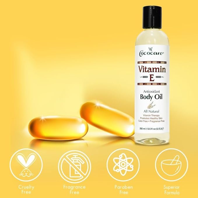 Cococare Natural Vitamin E Antioxidant Body Oil - Vitamin Therapy for All Skin Types - 8.5 fl oz - Pack of 2