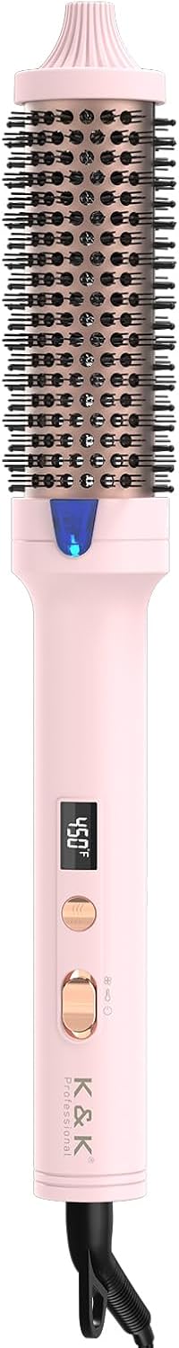 K&K 1.5 inch Blowout Look -Thermal Brush Creates Root Volume & Loose Curls Volume Curls Dual Voltage Cool-AIR TECH Hair Styling Tool