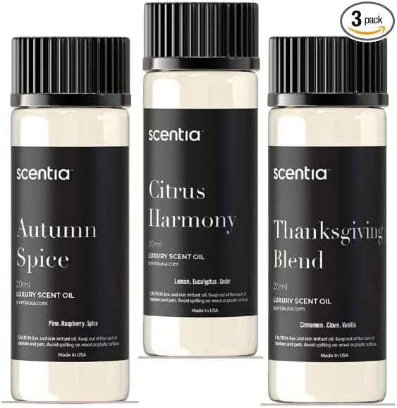 Seasonal Fragrance Oil Set – Warm Cinnamon, Lemon,Eucalyptus, Sage, Cedar & Pine Spice – 3x20ml Aromatherapy Essential Oils for Diffusers, Candle Making, Mothers Day Gift