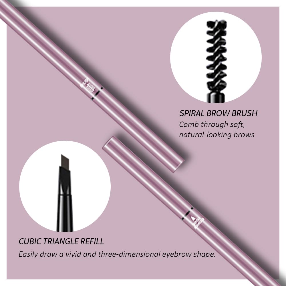 3 Pcs Black Eyebrow Pencils for Women,with Spoolie Brush,Eyebrow Pencil Soft Textured,Waterproof Sweat-proof for Fills in Sparse Areas and Gaps Create a Natural Eye Brow,Vegan & Cruelty-Free
