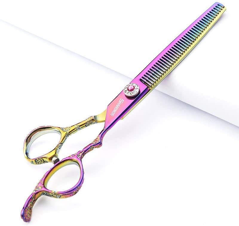 6/7/8 inch Cutting Thinning Styling Tool Rainbow Hair Scissors Professional Hairdresser Hairdresser Scissors Set (7-inch 3pc-B)