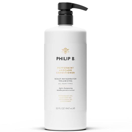 PHILIP B Peppermint Avocado Conditioner, 32 fl. oz. (947 ml) - Adds Volume to Hair While Peppermint Oil and Eucalyptus Invigorates the Scalp With a Tingly Sensation