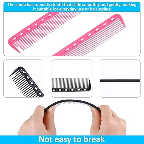 4Pcs Carbon Cutting Combs for Hair Stylist Heat Resistance Carbon Haircutting Professional Barber All Purpose Hair Stylist Medium and Fine Tooth for Salon Man Woman Clipper Cuts