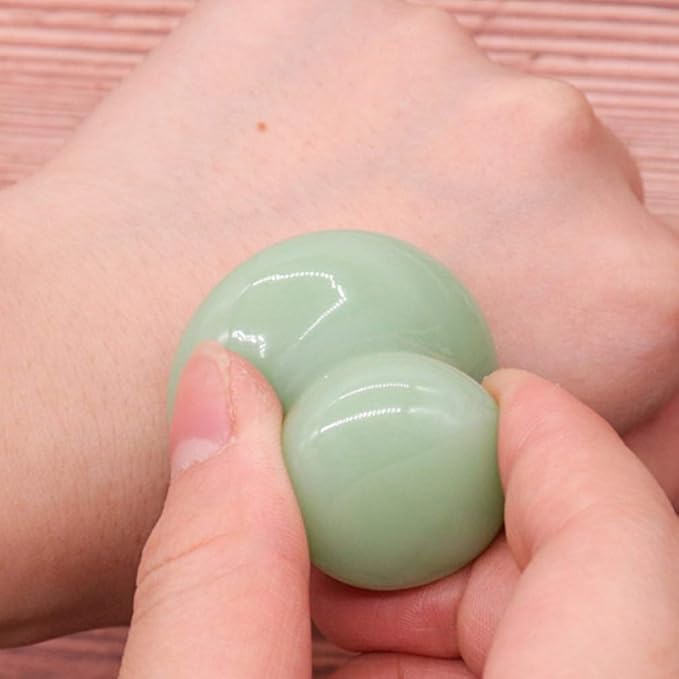 Uonlytech Ice Roller 2Pcs Facial Tools, Green Jade Quartz Massage Rollers Stones Scraping Massage Tool for Women Home Spa