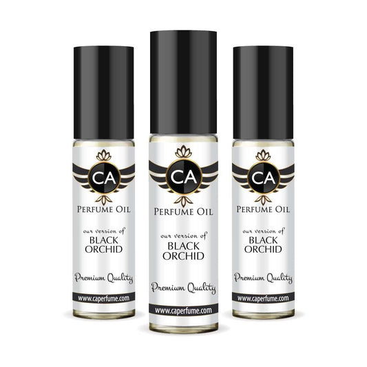 CA Perfume Impression of Black Orchid for Women Eau De Parfum Amber Floral Scent Long Lasting Perfumes for Women Travel Size TSA Ready for Day and Night Wear 0.33 Fl Oz 10ml (Pack of 3)