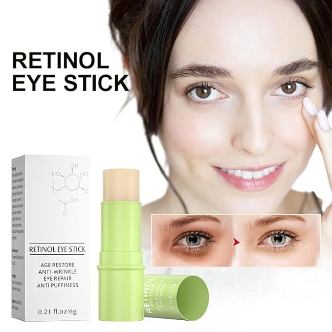 2 Pcs Retinol Eye Cream Stick，Moisturizing Eye Cream Stick for Fine Lines, Wrinkles, Dark Circles and Puffy Eyes，Eye Treatment Cream，0.21 FL OZ Each