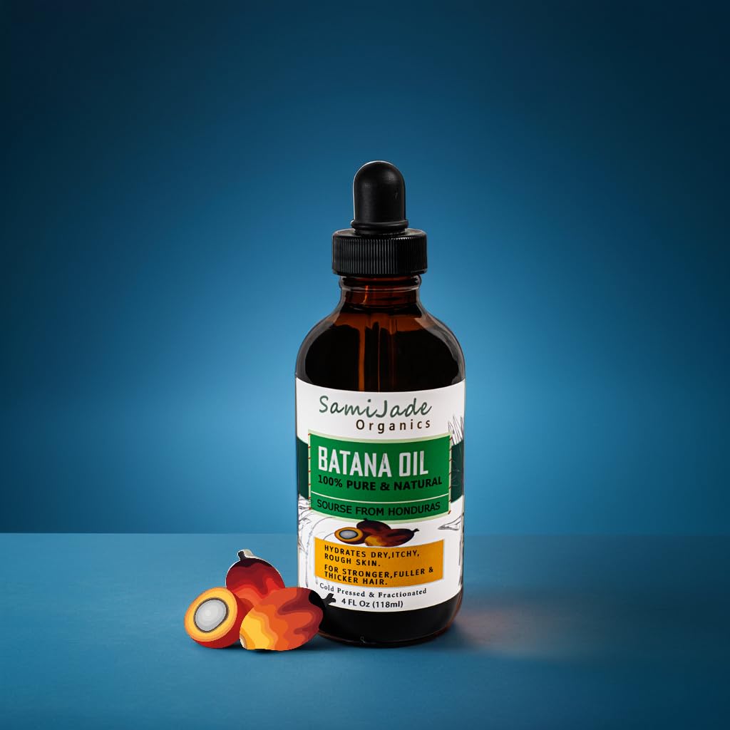 Batana Oil for Hair Growth, Cold-Pressed Organic 100% Pure & Natural Sourced from Honduras - For Thicker & Stronger Hair for Men & Women (4 FL OZ)