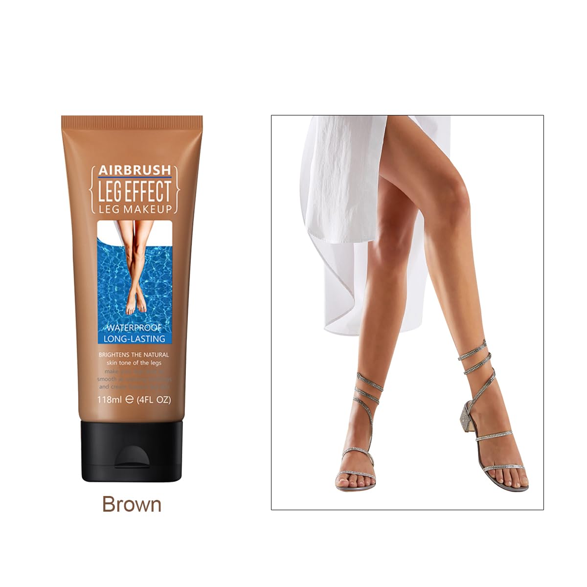 Leg Makeup Waterproof No Transfer,4 Fl Oz Leg Vein Cover up Makeup,Leg and Body Scar Cover up Makeup,Long Lasting Body Foundation,Leg Concealer for Women,Leg and Body Makeup Lotion (Brown, 4oz)